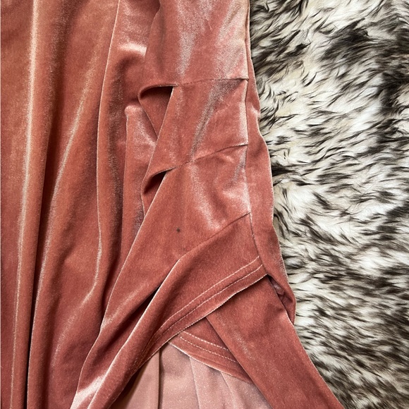 Privy pink long shimmery side split dress - Picture 3 of 8